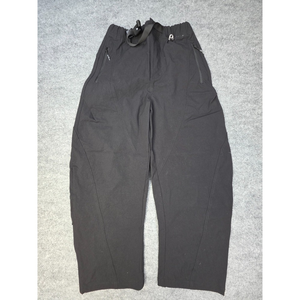 Gonggar Belted Pants Women's Small Black Wide Leg Poly Stretch NWT Baggy